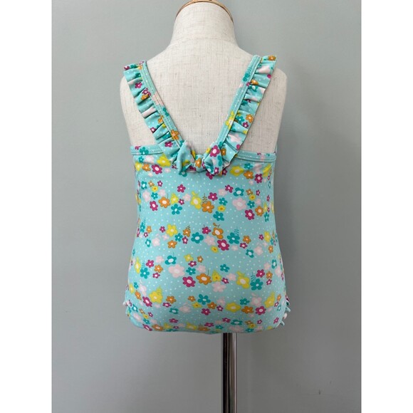 Size 1-2 Girls Mint Green Flowers 1pc Bathing Suit Swimsuit Bikini H&M Swimwear - Picture 4 of 5